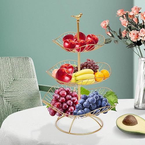 ARBGO Corbeille à fruits à 3 étages en métal à 3 niveaux - Support de panier à fruits en métal - Pour fruits, gâteaux, bonbons - Nail Gallerys