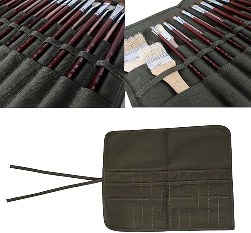 Yanhonin Toile Sac de Pinceaux Cases, Pinceaux Rouleau de Toile Cases, Plumier Sac de Crayon, Pinceau Brosse Artiste Dessin Peinture Aquarelle Pinceau d'huile Sac Multi-usages - Nail Gallerys