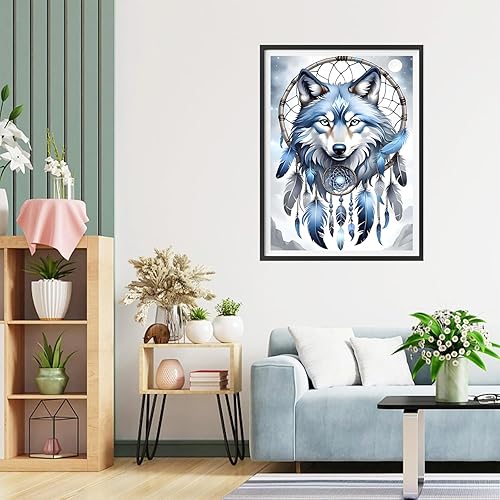 QQYRHN 5D DIY Attrape-Rêves Kits de Peinture Diamant, Complète Loup Fantasy Diamond Painting pour Adulte Débutants, Plumes Art du Diamant, Décoration Murale Maison Peinture au Diamant Avec 30x40 cm - Nail Gallerys