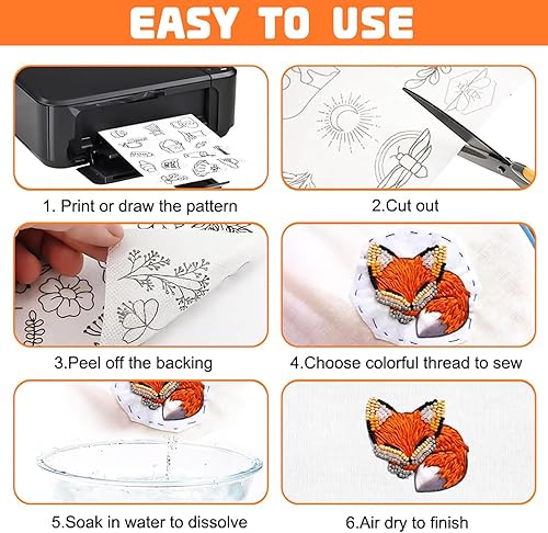 NINGYER 10 Pièces Stabilisateur Broderie, A4 (21x29.7 cm) Stabilisateur Broderie Soluble pour La Broderie DIY, La Broderie Machine et La Couture à La Main - Nail Gallerys