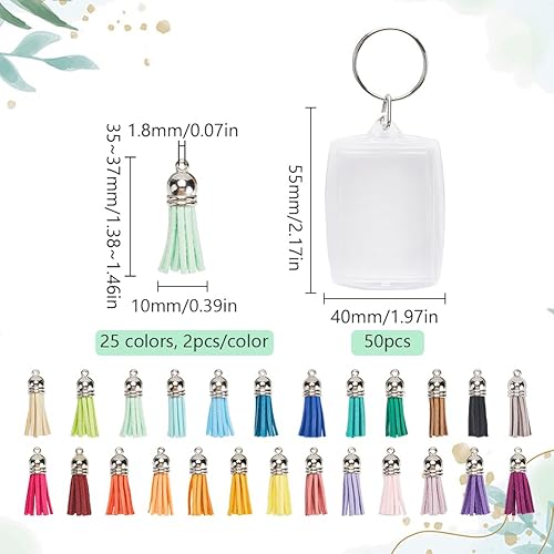 SOFPLATE 50 ensemble de 25 couleurs de Porte Clés en Acrylique Cadre Photo Porte Clés en Vrac avec Pendentifs à Pompon Porte Clés Photo Rectangulaire de 2.2x1.6 pouces Ébauches D'Insertion D'Images Ki - Nail Gallerys