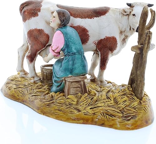 Moranduzzo Femme Qui Traie pour Crèche de 10 Cm Échelle 1:20 - Figurines de Crèche Indestructibles - Style 700', Peinture Finition à la Main, Produit Officiel, Fabriqué en Italie, Sculpteur M. Landi - Nail Gallerys