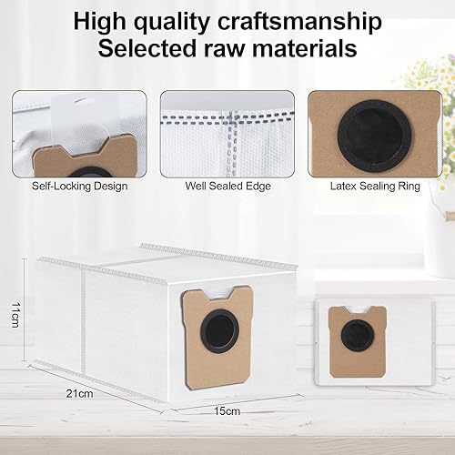 10 Pièces Sacs à Poussière de Rechange Compatibles avec Eufy Omni C20/ C10 Aspirateur Accessoires, 3L Grande Capacité - Nail Gallerys