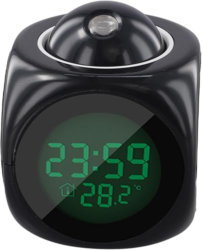 Eawfgtuw Horloge projecteur d'affichage de plafond avec activation vocale, pour une utilisation nocturne, réveil numérique, projecteur de plafond, moniteur de température (noir) - Nail Gallerys
