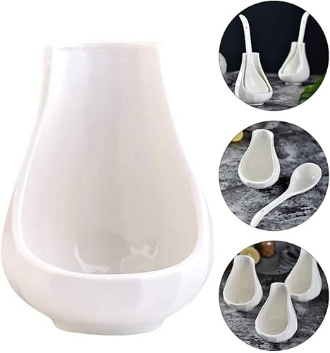 Hemoton Repose-Cuillère en Céramique Porte-Cuillère de Cuisine Vertical Décoratif Ustensiles de Cuisine Support pour Cuisinières de Cuisine Comptoirs (Blanc) - Nail Gallerys
