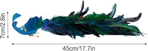 ZHDOKA Ornement de Paon de Noël 17,7 Pouces, Ornement de Phénix en Plumes à Longue Queue Décor D'oiseau de Paon Bleu Sarcelle, Pendentif de Paon d'arbre à Clipser pour Décor de(Multicolore) - Nail Gallerys