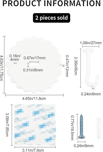 QLEUIFT Lot de 2 Blanc Crochets de moustiquaire de Plafond Super adhésifs pour moustiquaire, Crochets de Plafond pour la Maison, Facile à Installer (11,8 cm) - Nail Gallerys