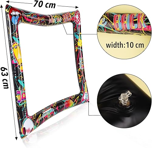 BETESSIN 75 x 65cm Cadre Photo Gonflable, Accessoire de Photomaton, Cadre Photobooth pour Mariage, Fêtes d'anniversaire, Disco, Noël, Carnaval (Vintage) - Nail Gallerys