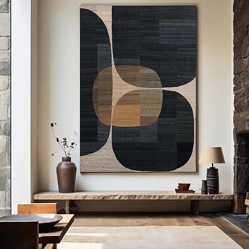 Affiche Art Geometrique Poster Brun Foncé Tableau Decoration Murale Abstrait 50x70 cm Moderne Impression Sur Toile Décoration Chambre Salon Affiche Boho Peinture Avec Cadre - Nail Gallerys