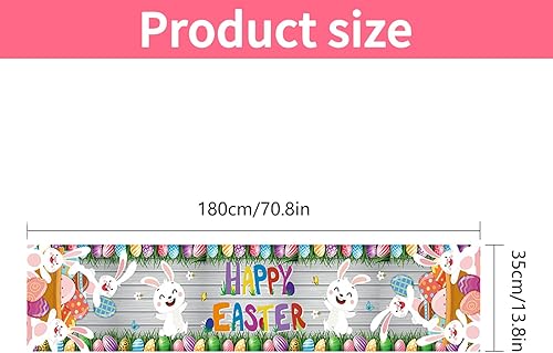 Happy Pâques Chemin de Table 180x35cm Nappe d'oeufs de Pâques de Lapin Couverture de Table en Tissu Oxford de Saison Printanier Décorations de Saison Fêtes de Pâques pour Maison Cuisine Salle à Manger - Nail Gallerys