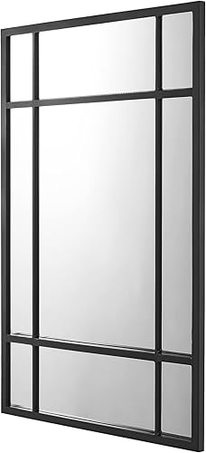 [en.casa] Miroir Mural Design Stylé Rectangulaire pour Salle de Bain Entrée Salon Chambre MDF 90 x 60 cm Noir Mat - Nail Gallerys