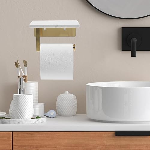 MAGICLULU Support De Rouleau De Papier Porte-Mouchoir Mural Porte-Serviette Mural Cintre Papier Toilette De Papier Toilette Porte Serviette De Toilette Porte-Papier Marbre - Nail Gallerys