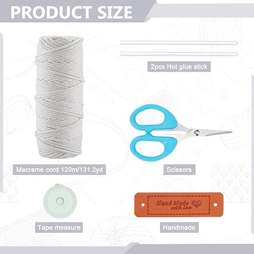 FREEBLOSS Kit de panier de rangement en macramé pour débutants avec instructions (français non garanti) - Nail Gallerys