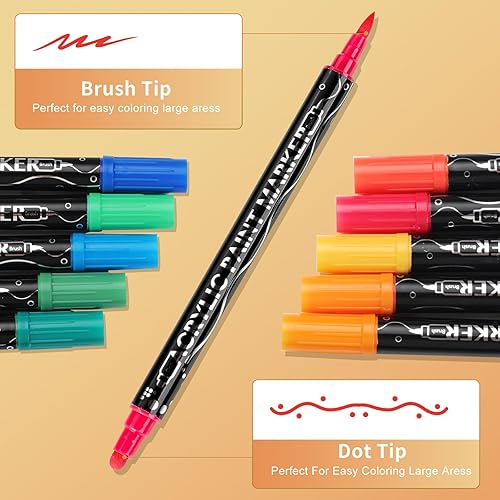 Belleza Suprema Lot de 48 marqueurs de peinture acrylique de qualité supérieure pour bois, toile, pierre, peinture sur roche, verre, surfaces en céramique, loisirs créatifs - Nail Gallerys