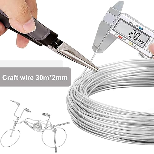 DeJivsin 2mm x 30m Fil de Bricolage, En Aluminium Argenté Pour Bijoux, Pièces Décoratives, Sculptures DIY, Fabrication de Couronnes - Nail Gallerys