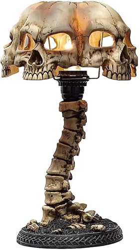 Statue de tête de mort à LED pour décoration de table de bar, veilleuse en résine, accessoire de crâne d'horreur pour maison hantée, décoration de fête avec LED lampe de bureau pour vacances ou - Nail Gallerys