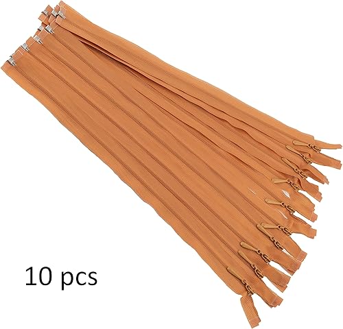 AERZETIX - C61121 - Lot de 10 Fermetures éclair séparables Invisibles 35 cm - Couleur: tuile - à Tirette/Curseur Ballon de Rugby - Fermeture à glissière - Maille et arrêts en Plastique - Nail Gallerys