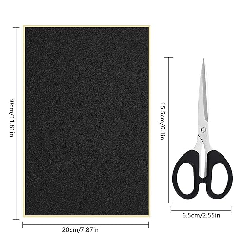 DAGORD Kit Reparation Cuir 6 Pièces Patch Cuir Auto-Adhésif 30 x 20cm Noir Reparation Cuir Autocollant Patch Réparation avec Ciseaux et Mètre à Ruban - Nail Gallerys