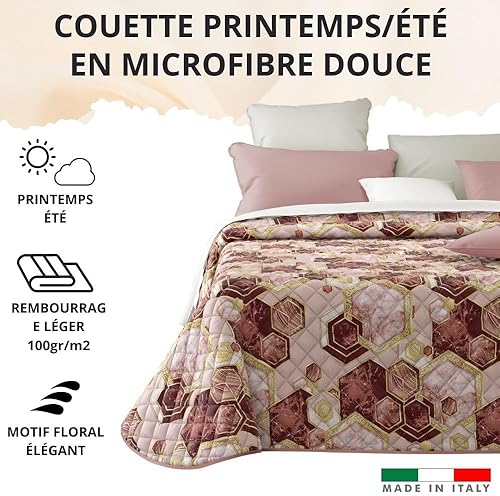 MAXIME MAISON - Couverture Lit 2 Personnes (260x265) Couvre Lit 2 Personnes (100gr/mq) Dessus de Lits et Couvre-Lits, Jeté de Lit, Couvre Lit Matelassé de Luxe en Satin de Coton - Nail Gallerys