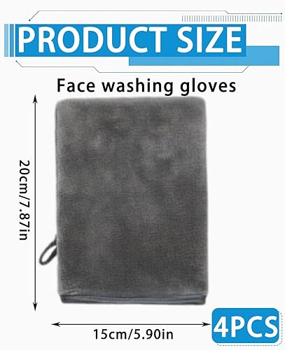 MYGLOAR Lot de 4 serviettes pour le visage, gants de toilette, chiffons en coton, chiffons de savon avec boucles de suspension, serviettes absorbantes pour essuyer et nettoyer, gants de toilette - Nail Gallerys