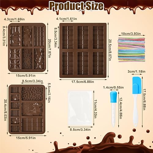 taonganui Lot de 3 moules à chocolat en silicone avec 100 sacs en cellophane - Pour chocolats, glaçons, bonbons - Transparent - Nail Gallerys