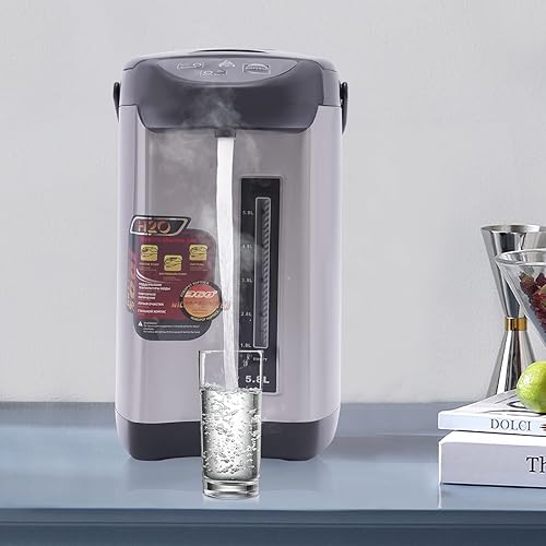 Distributeur d'eau chaude en acier inoxydable 4 l - Pot isotherme électrique à double paroi - Fonction maintien au chaud - Bouilloire - Thermos pour la maison, l'école, le bureau (noir) - Nail Gallerys