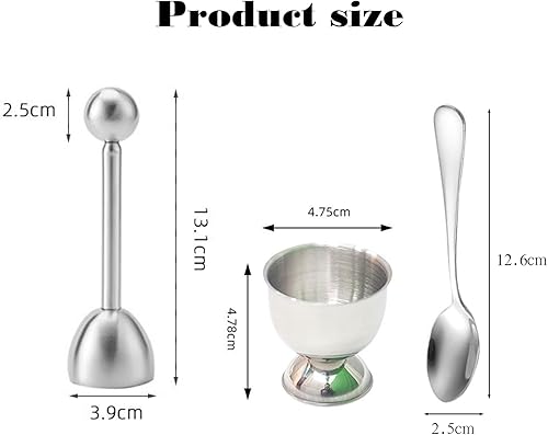 Lonwiner 3pcs Coupe-œuf Outil D'Oeuf en Acier Inoxydable,Ouvre de Coquille D'oeuf,Coupe-Coquille pour Oeufs durs et Mous,1*coquetier+1*cuillère à œuf - Nail Gallerys
