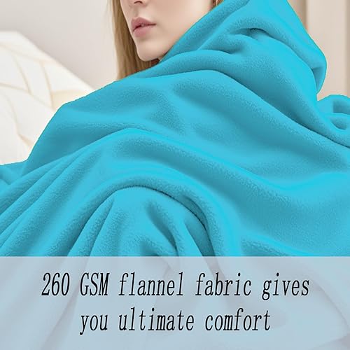 GOUTUI Plaid Couverture Polaire 170 x 300 cm Flanelle Doux et Chaude Plaid Douillet Polyester pour Toutes Les Saisons, Bleu Ciel - Nail Gallerys
