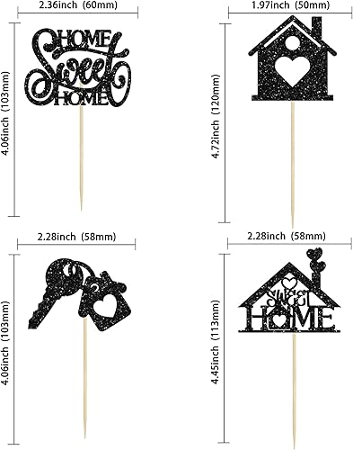 Lot de 24 décorations de cupcakes à paillettes en forme de clé pour pendaison de crémaillère - Doré - Nail Gallerys