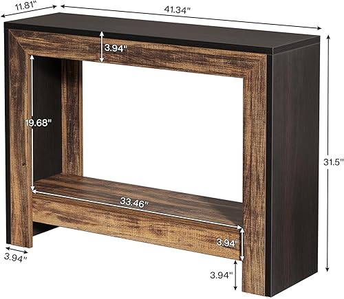 Tribesigns Table Console, 105 x 30 x 80 cm, Table d'appoint avec Espace de Rangement dans l'entrée pour Entrée, Couloir, Salon, Marron Rustique - Nail Gallerys