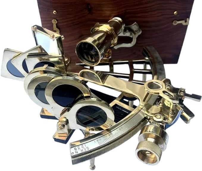Instrument de sextant en laiton avec boîte en bois - 22,9 cm - Navire de navigation complet Astrolabe Sextant - Nail Gallerys