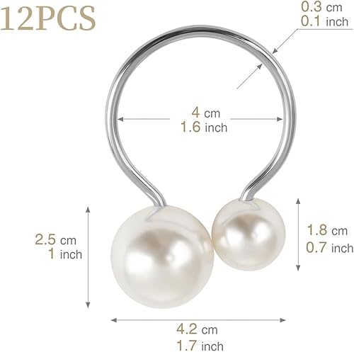 LEEQ 12pcs Ronds de Serviette avec Perles - Porte Serviettes Vintage Décoration de Table pour Mariage, fête, Noël, Anniversaire(Or/Argent) - Nail Gallerys