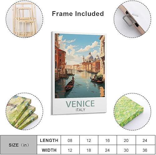 Poster vintage sur toile Venise Italie Lac 20 x 30 cm - Nail Gallerys