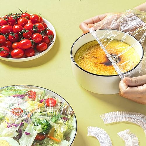 Generic Lot de 100 sacs de conservation des aliments frais, transparents, couvercles de bol avec élastique, en polyéthylène, adaptés à presque tous les contenants de cuisine - Nail Gallerys