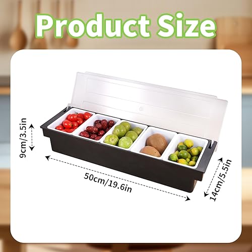 WEELOO Compartiment amovible pour condiments avec couvercle, garnitures de pizza amovibles, distributeur de condiments, boîte à fruits, plateau multifonctionnel distributeur réutilisable - Nail Gallerys