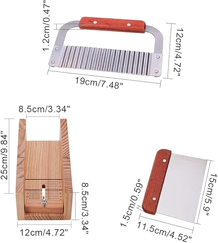 PH PandaHall 3PCS Kit de Coupe-savon Réglable, Boîte de Coupe de Savon Multifonctionnelle en Bois avec Coupe Droite en Acier Inoxydable et Coupe Ondulée pour Bougie de Savon Artisanale - Nail Gallerys