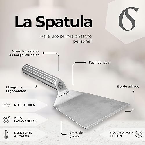 Cussaggia Spatule Plancha Accessoire Barbecue Gaz - Smash Burger - Ustensiles De Cuisine Inox - Accessoires Brasero Grille Exterieur - Spatules Metal Pour Planche Rectangulaire Hamburger Steak - Nail Gallerys