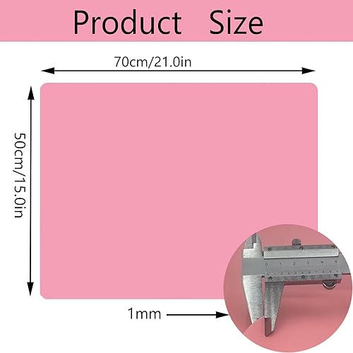 DeJivsin Tapis en Silicone 70 cm x 50 cm Rose, Tapis en Silicone Antidérapant, pour la Cuisine, l'école, la Pâtisserie, le Bricolage, la Peinture, Tapis de Cuisson - Nail Gallerys