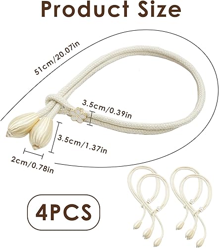 Lot de 4 Embrasse pour Rideaux, Rideaux en Coton tissé à la Main Supports de Rideaux embrasses à Rideaux, Modes Embrasses à Rideaux, Attache Rideau pour Décoration de Maison, Bureau, Blanc Cassé - Nail Gallerys
