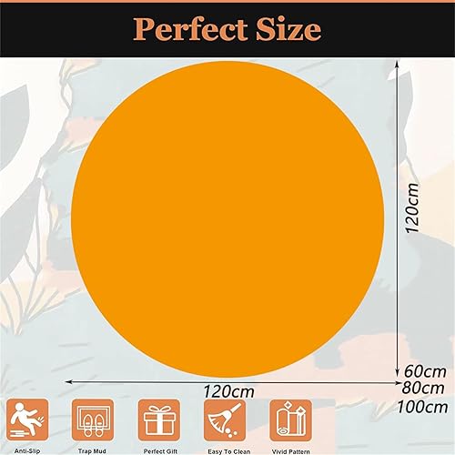 Hearda Tapis Rond de Style Japonais Simple, Tapis Chambre avec Bords Cousus, Antidérapant Tapis Chambre, Lavable Tapis de Salon,Tapis Convient pour Bureau L'intérieur Décorer (Beige Marron,100cm) - Nail Gallerys