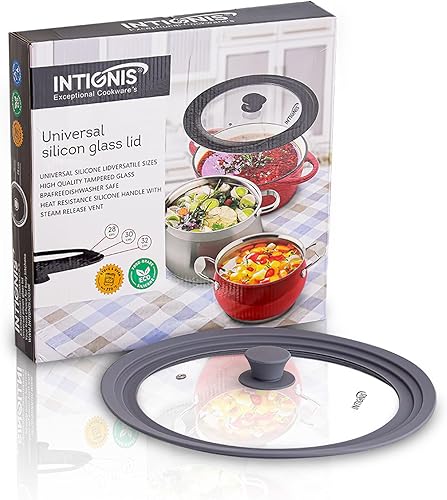 INTIGNIS Couvercle de casserole en verre multi-tailles – Ajustement parfait pour les poêles de 28 cm, 30 cm et 32 cm, solution idéale pour économiser de l'espace pour votre cuisine, casserole, - Nail Gallerys
