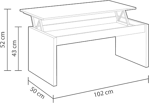 Table Basse Levante, Modèle Zenit, Table De Salle À Manger, Finition Blanc Brillant, Dimensions : 102 cm (Largeur) x 43/54 cm (Hauteur) x 50 cm (Profondeur) - Nail Gallerys