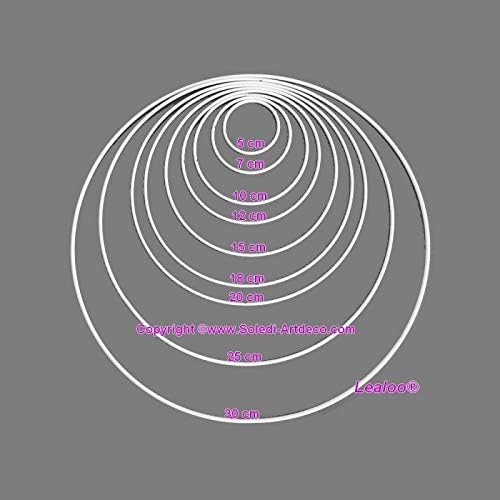 Lealoo Lot 9 Cercles métal Blanc Ø 5 cm à 30 cm, Anneaux en Epoxy pour Attrape rêves, Abat-Jour - Nail Gallerys