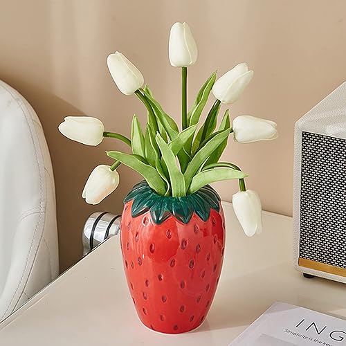 BestAlice Vase à fraises pour fleurs, joli vase décoratif en céramique d'inspiration vintage pour la décoration de la maison et de la cuisine (taille M) - Nail Gallerys