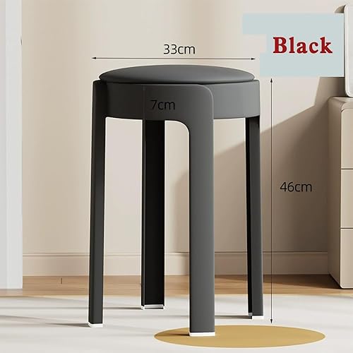 Tabourets Empilables Ronds De 46 Cm, Tabourets De Bar sans Dossier en Plastique avec Coussin, Tabourets Empilables avec Une Capacité De 200kg, pour Cuisine À Domicile, École Et Bureau(Brown) - Nail Gallerys
