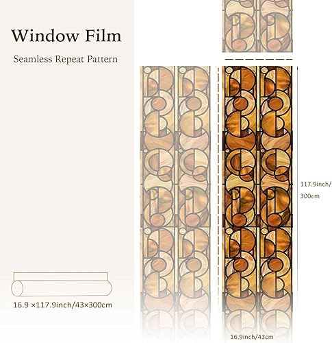 ChicSkin Film autocollant pour vitrail - 43 x 300 cm - Film décoratif vintage - Décoration de verre dessinée à la main - Coquille de pin - Nail Gallerys