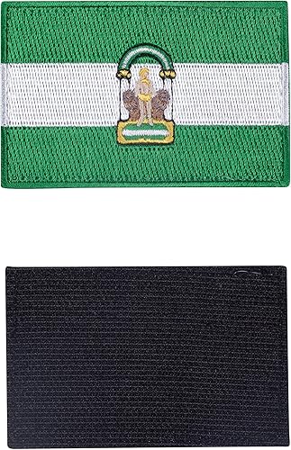 ELITRAINX Patch brodé drapeau des communautés d'Espagne avec dos crochet et boucle (Andalousie) - Nail Gallerys