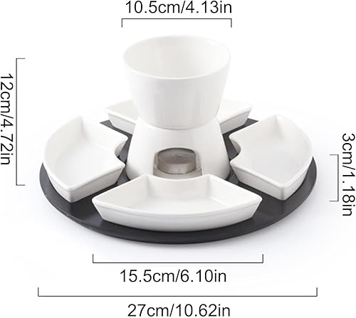 Service À Fondue Au Chocolat, Service À Fondue Au Fromage Résistant À La Chaleur, Tasse À Fondue Au Chocolat en Céramique avec 4 Plats Et Palettes en Bois, Chauffe-Bougie Chauffe-Plat, pour Les Fêtes - Nail Gallerys