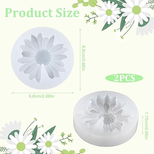 YBEATY Lot de 2 moules en silicone en forme de marguerite pour fondant, chocolat, ours, décoration, bricolage, cire de savon, résine époxy, bougies chauffe-plat 3D, béton, argile polymère - Nail Gallerys