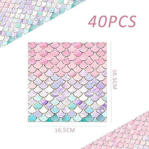 40 feuilles de papier de soie sirène, papier de soie imprimé écailles de poisson, papier de soie pour fête d'anniversaire, décorations de fête sur le thème de la sirène - Nail Gallerys